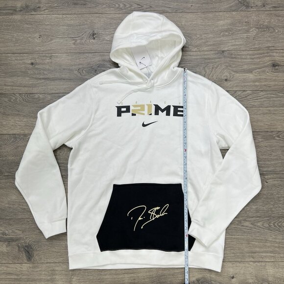 Nike Pullover Hoodie Deion Sanders Prime Sz Large Men White 2.0 Club Fleece Logo - Picture 3 of 13